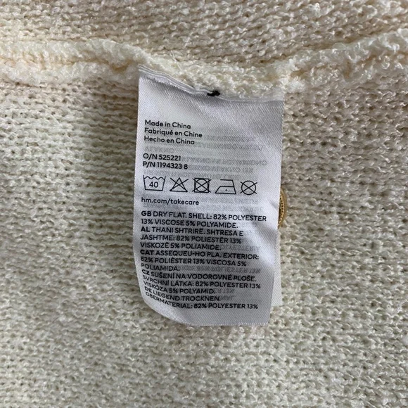 NWT H&M Cream Knit Cardigan Gold Buttons Size L - Picture 7 of 9